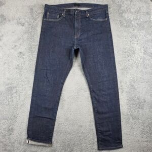 Uniqlo Selvedge Jeans Mens 36x32 Dark Indigo Slim Straight Kaihara Denim 470530